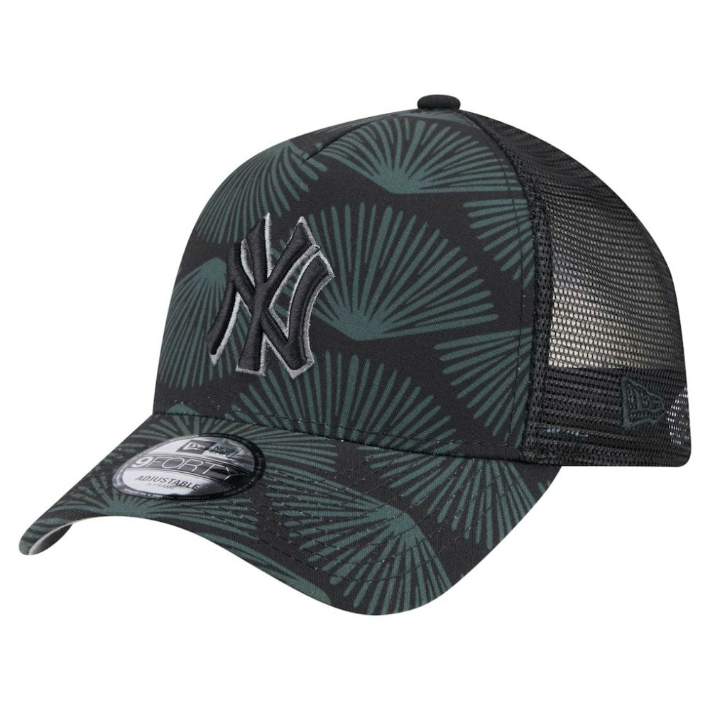 New York Yankees 9FORTY A-Frame Trucker Adjustable Hat - Black | New Era