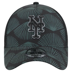 New York Mets 9FORTY A-Frame Trucker Adjustable Hat - Black | New Era