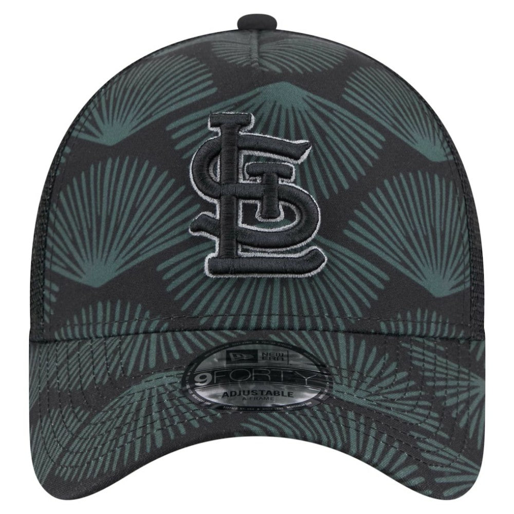 St. Louis Cardinals 9FORTY A-Frame Trucker Adjustable Hat - Black | New Era