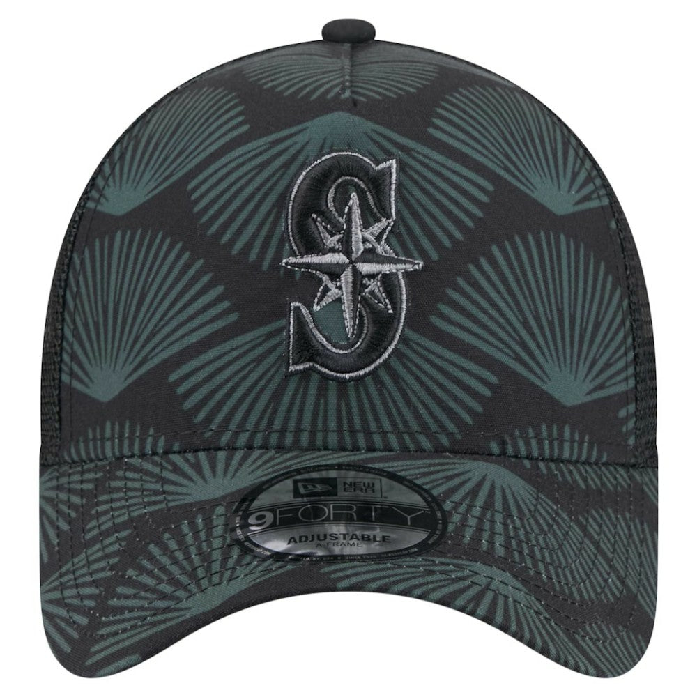 Seattle Mariners 9FORTY A-Frame Trucker Adjustable Hat - Black | New Era