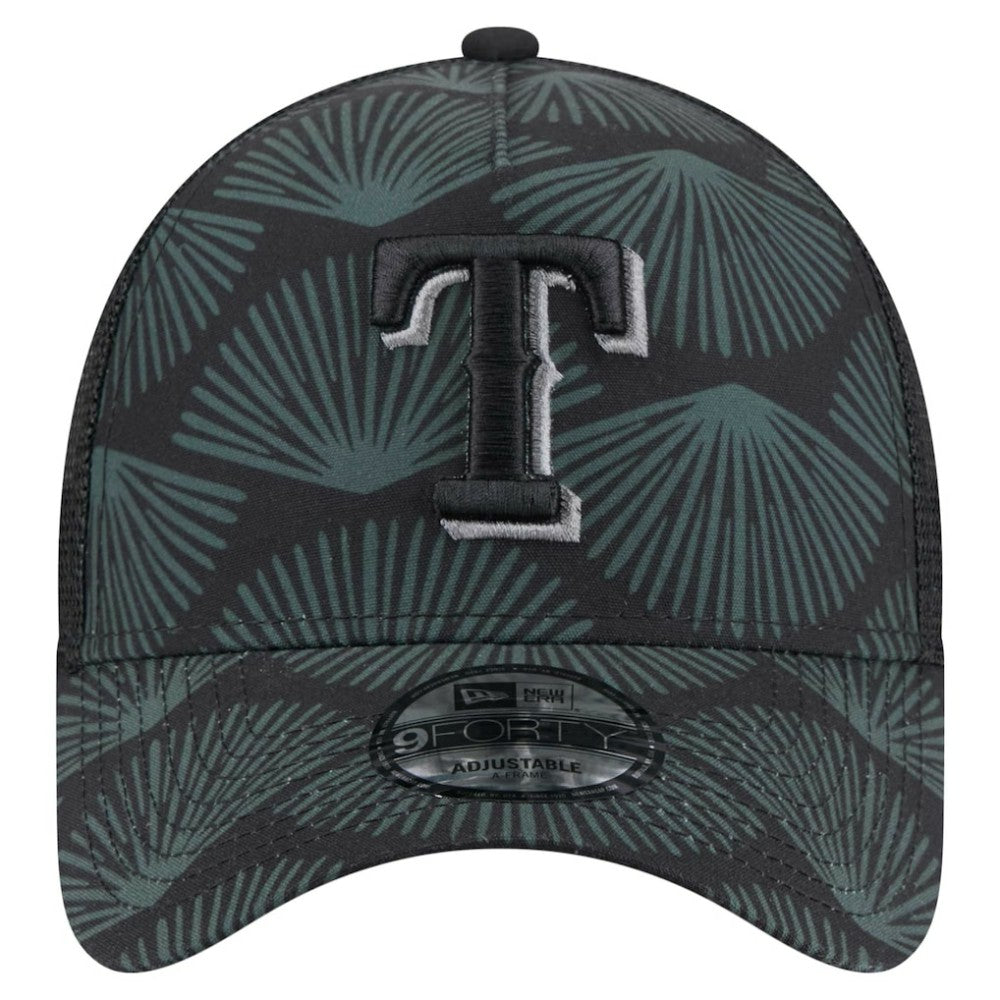 Texas Rangers 9FORTY A-Frame Trucker Adjustable Hat - Black | New Era