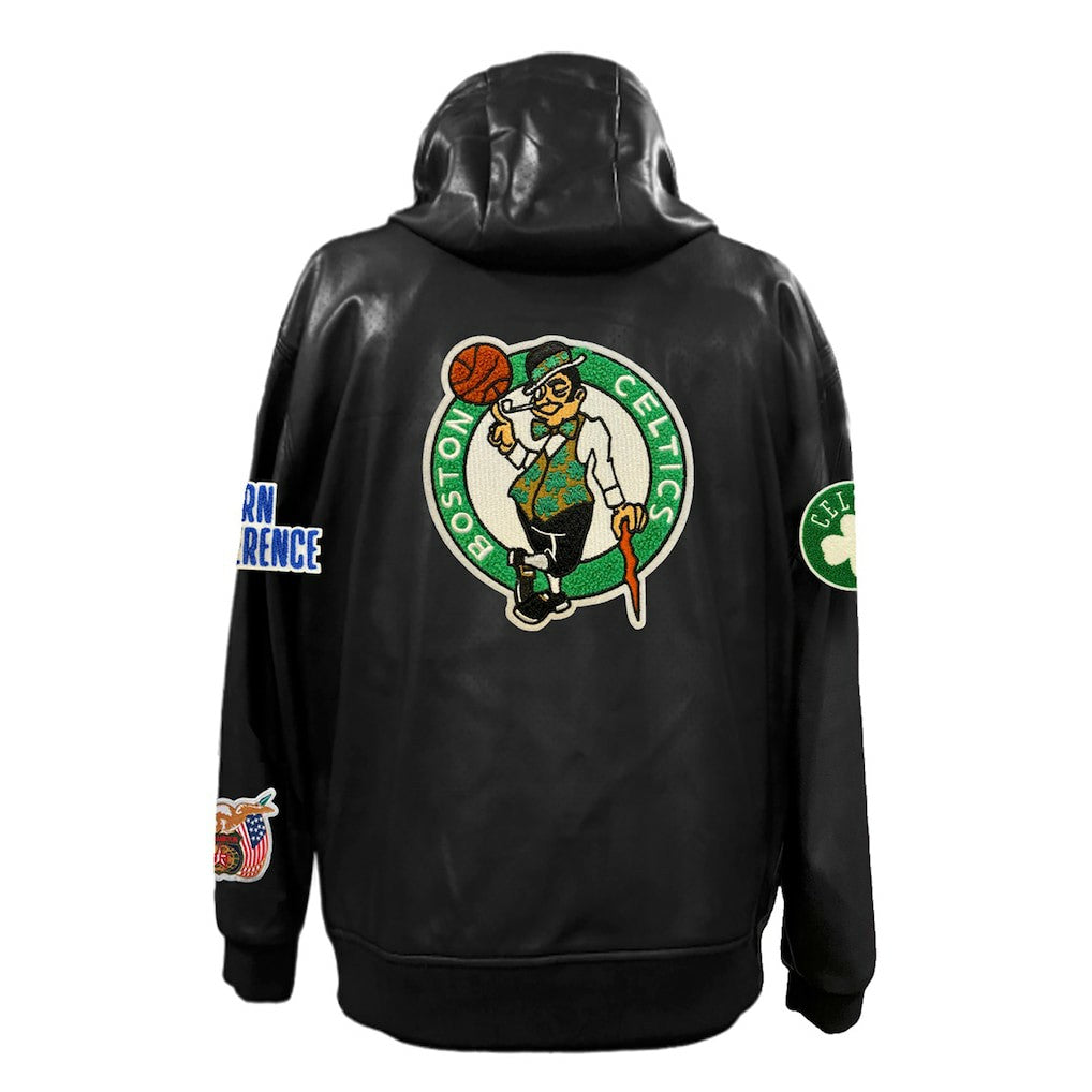 Boston Celtics Jeff Hamilton Vegan Leather Full-Zip Hoodie - Black sale
