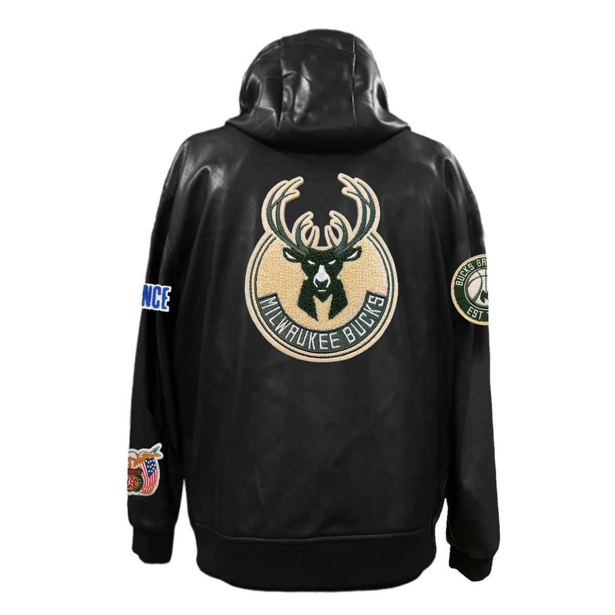 Milwaukee Bucks Jeff Hamilton Vegan Leather Full-Zip Hoodie - Black on sale