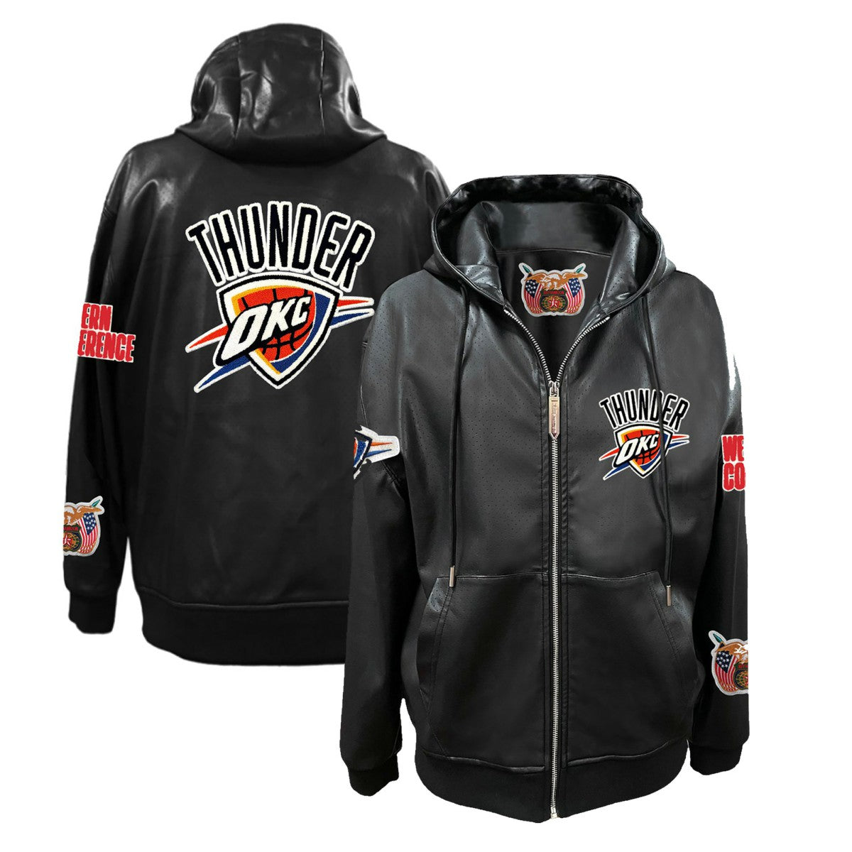 Oklahoma City Thunder Jeff Hamilton Vegan Leather Full-Zip Hoodie - Black outlet