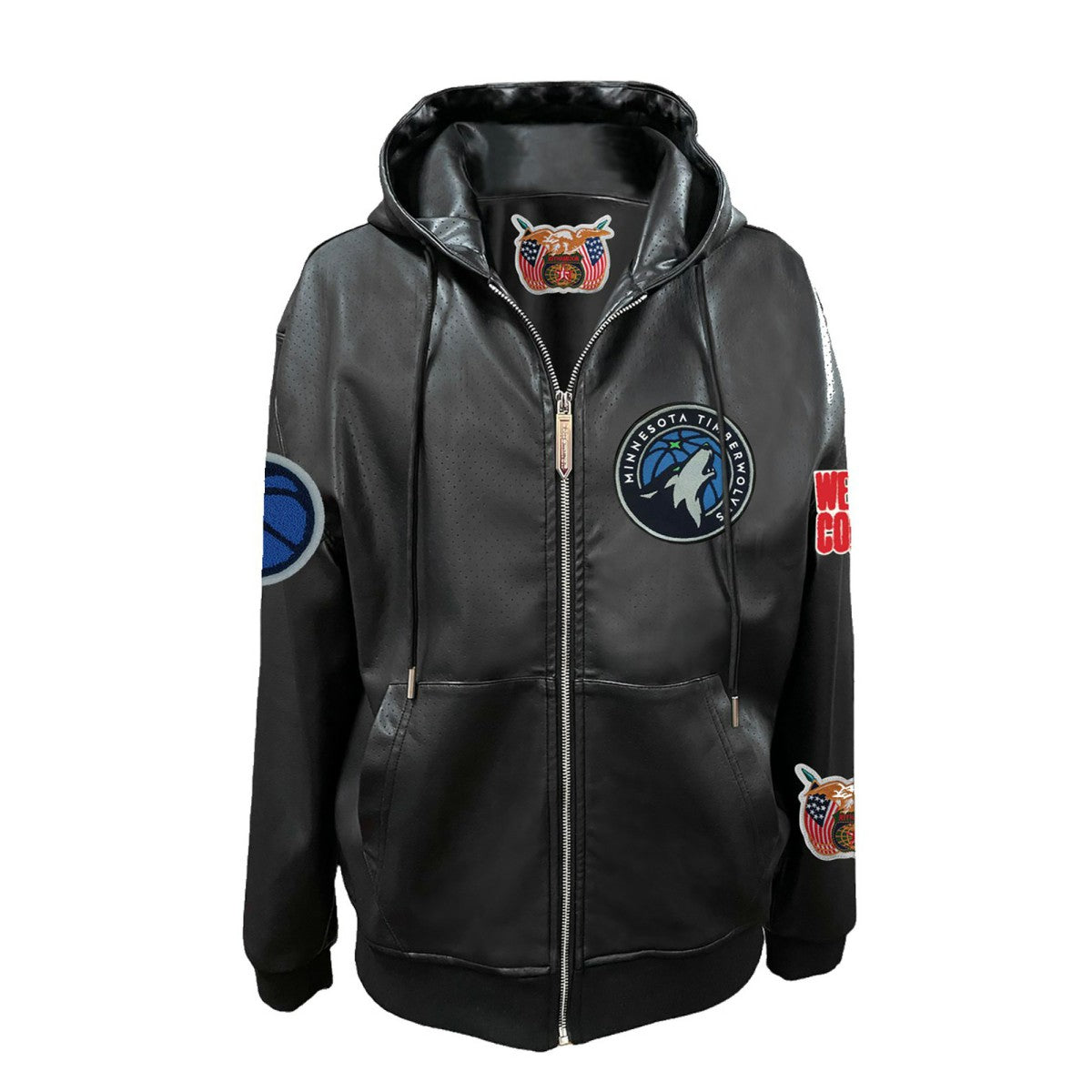 Minnesota Timberwolves Jeff Hamilton Vegan Leather Full-Zip Hoodie - Black cheap