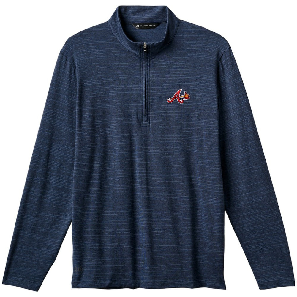 Atlanta Braves TravisMathew The Heater Quarter-Zip Pullover Top - Navy