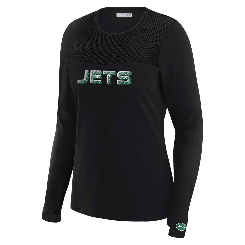 NFL New York Jets WEAR by Erin Andrews x Gracie Hunt Women's Mesh Panel Long Sleeve T-Shirt