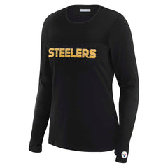 NFL Pittsburgh Steelers WEAR by Erin Andrews x Gracie Hunt Women's Mesh Panel Long Sleeve T-Shirt