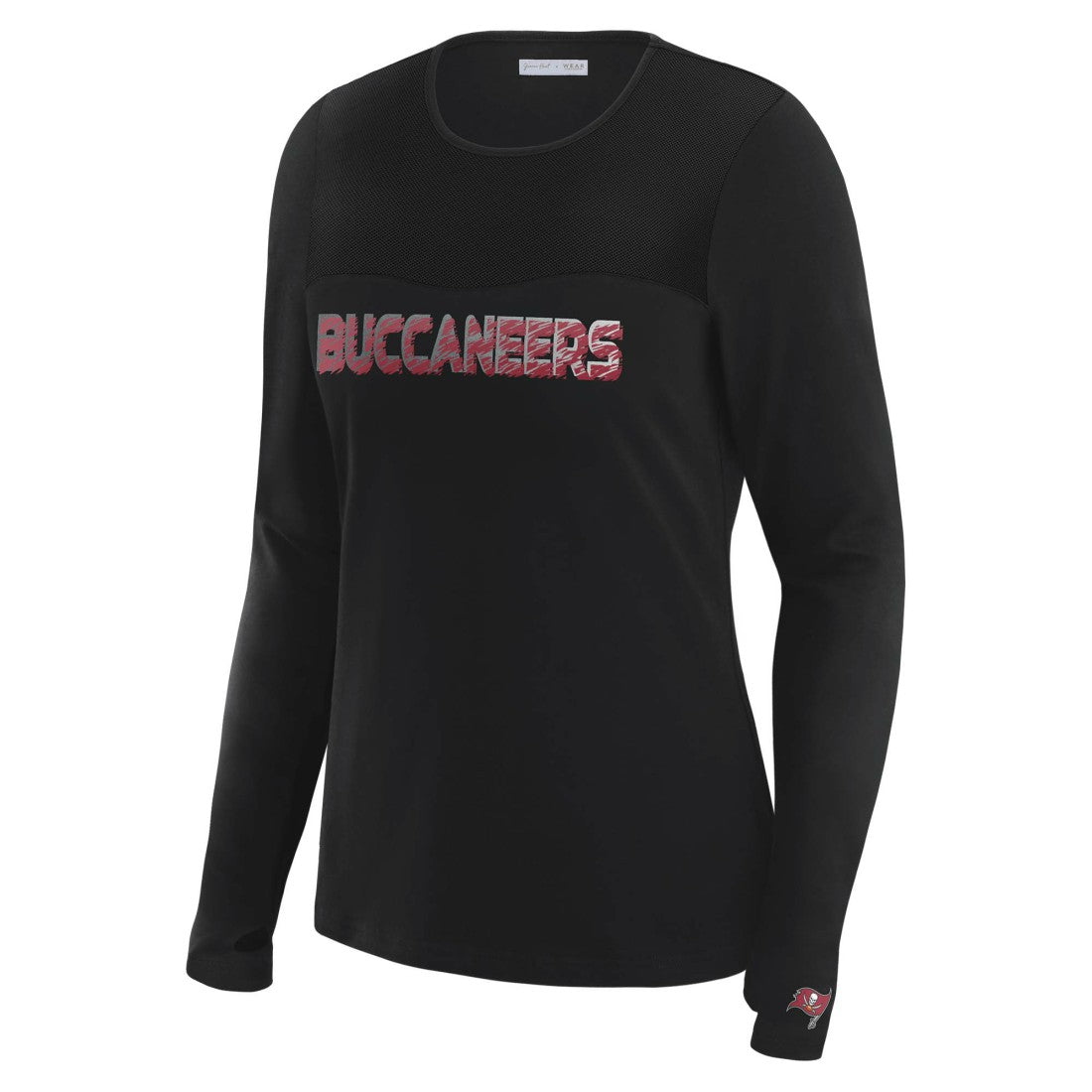 NFL Tampa Bay Buccaneers WEAR by Erin Andrews x Gracie Hunt Women's Mesh Panel Long Sleeve T-Shirt