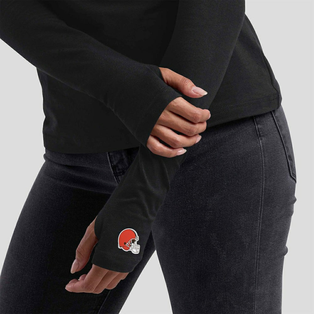 NFL Cleveland Browns WEAR by Erin Andrews x Gracie Hunt Women's Mesh Panel Long Sleeve T-Shirt