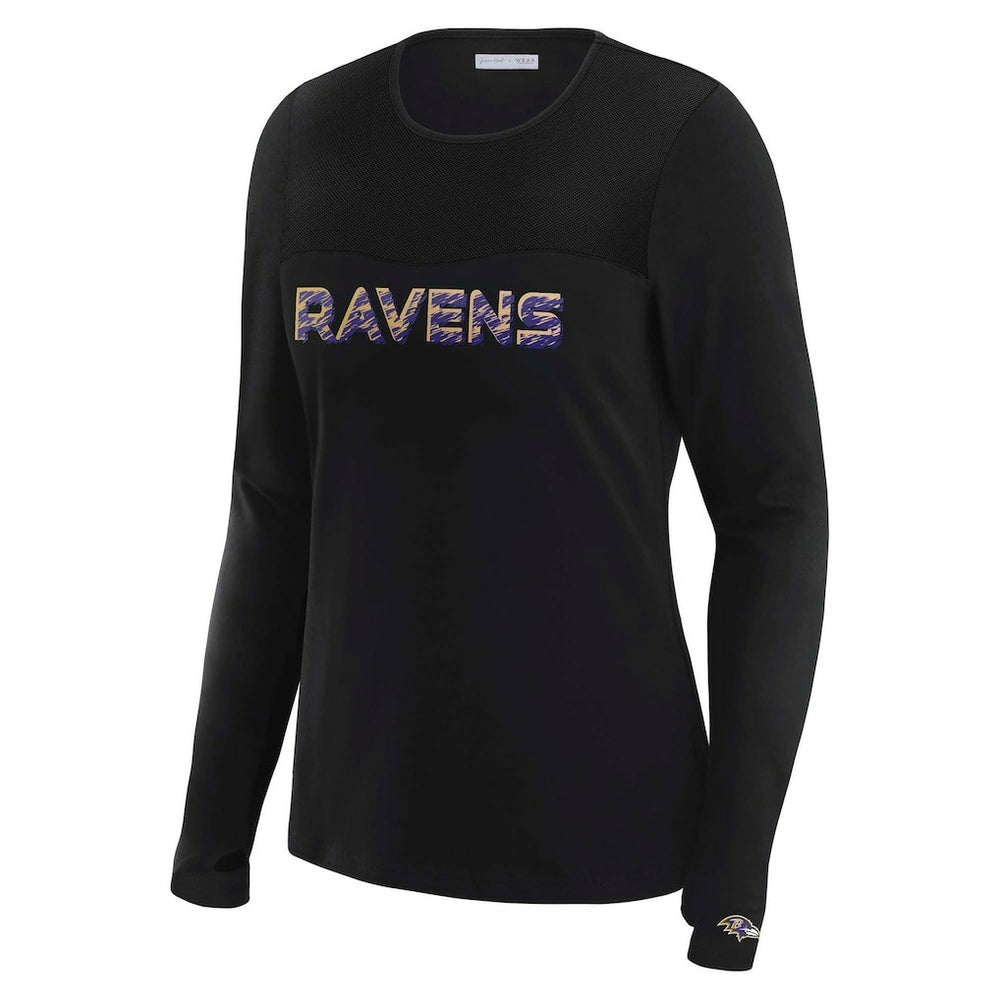 NFL Baltimore Ravens WEAR by Erin Andrews x Gracie Hunt Women's Mesh Panel Long Sleeve T-Shirt