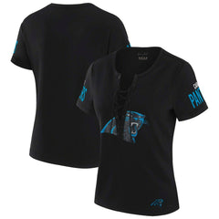 NFL Carolina Panthers WEAR by Erin Andrews x Gracie Hunt Women's Draft Me Lace-Up T-Shirt