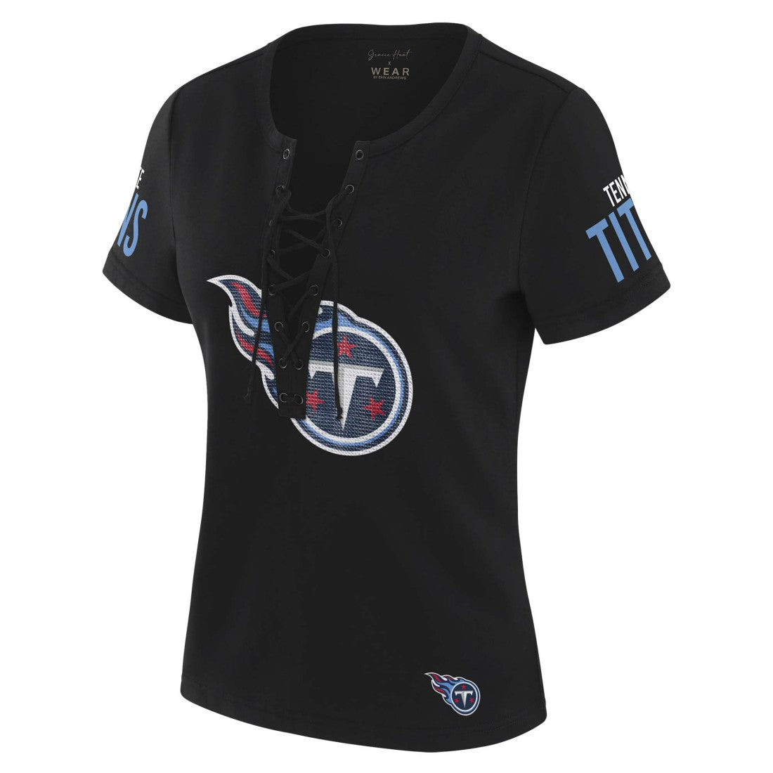 NFL Tennessee Titans WEAR by Erin Andrews x Gracie Hunt Women's Draft Me Lace-Up T-Shirt
