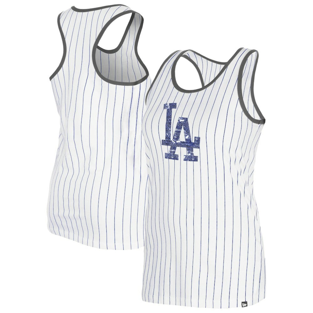 Los Angeles Dodgers Women's Gameday Pinstripe Tank Top - White | New Era