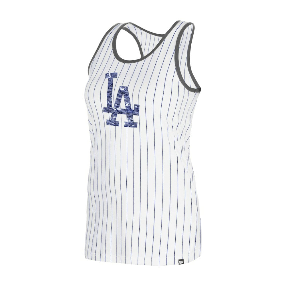 Los Angeles Dodgers Women's Gameday Pinstripe Tank Top - White | New Era