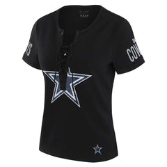 NFL Dallas Cowboys WEAR by Erin Andrews x Gracie Hunt Women's Draft Me Lace-Up T-Shirt