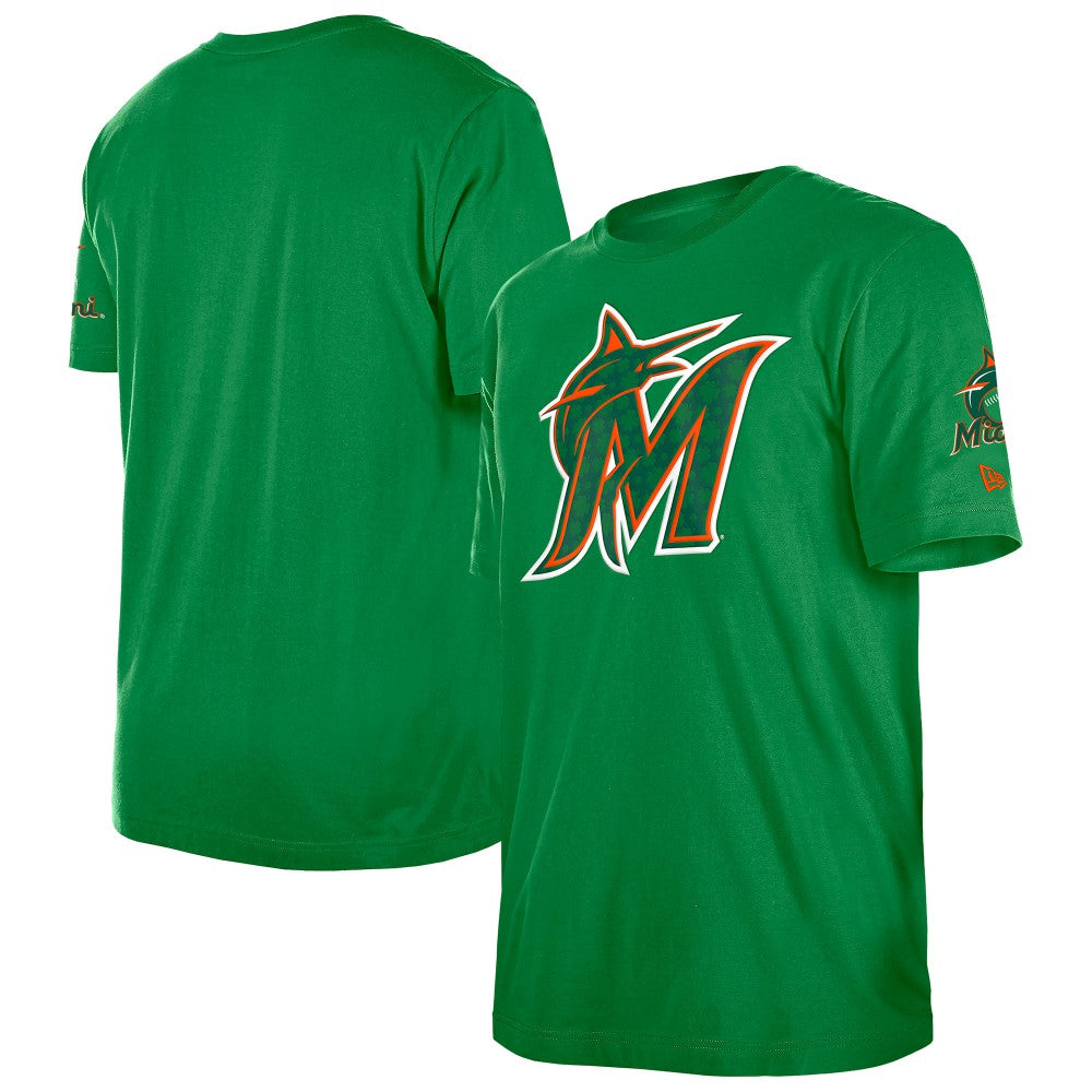 Miami Marlins St. Patrick's Day Shamrock Fill T-Shirt - Kelly Green | New Era