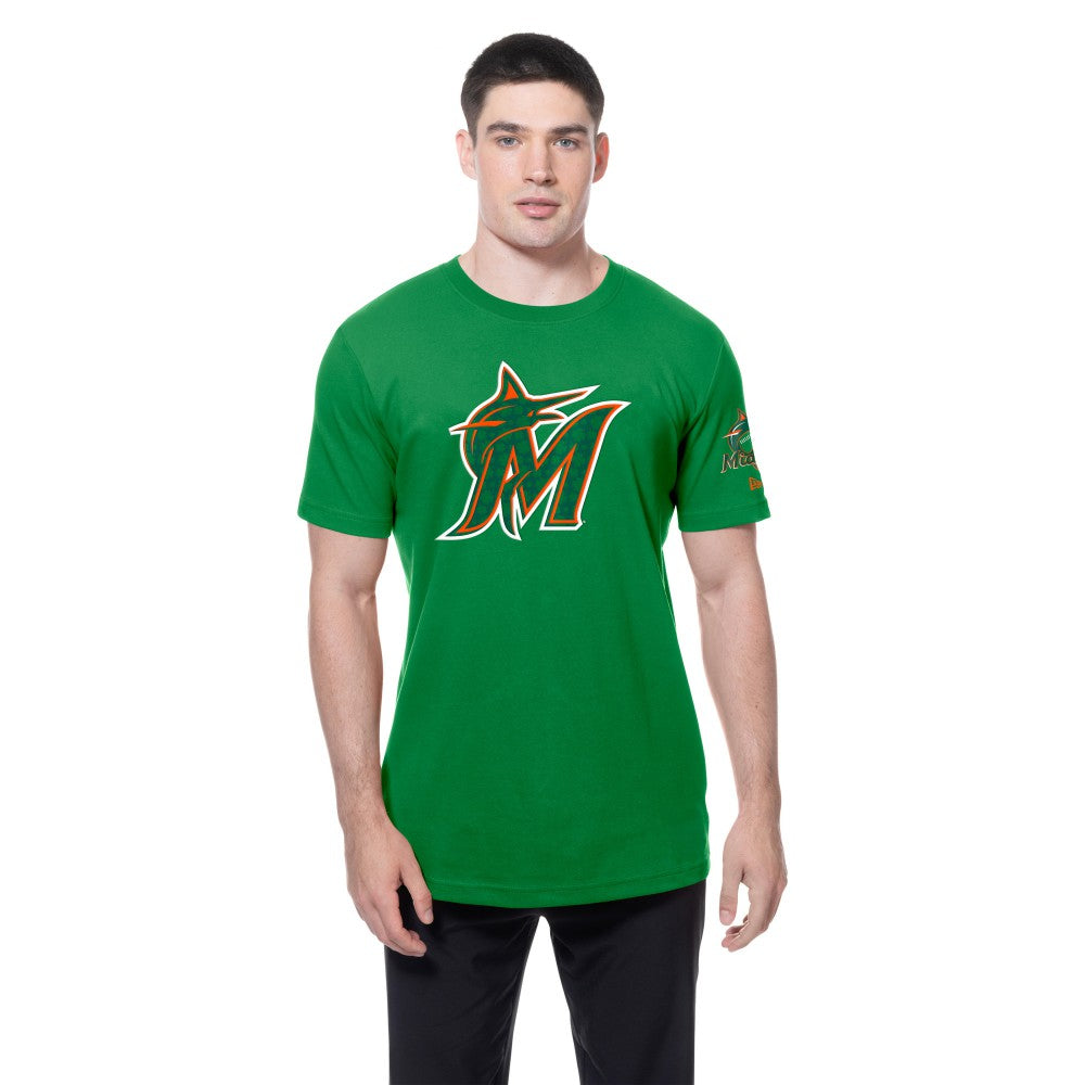 Miami Marlins St. Patrick's Day Shamrock Fill T-Shirt - Kelly Green | New Era