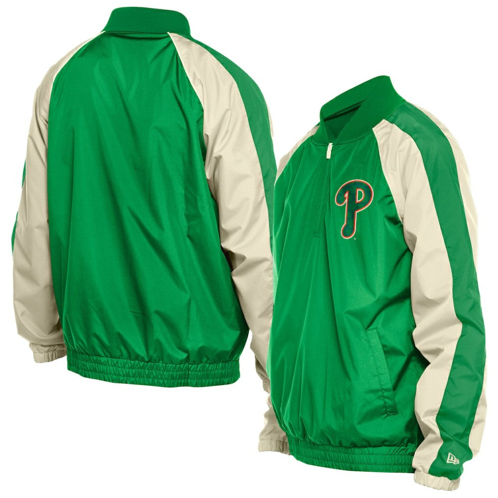 Philadelphia Phillies St. Patrick's Day Ripstop Raglan Quarter-Zip Windbreaker - Kelly Green | New Era