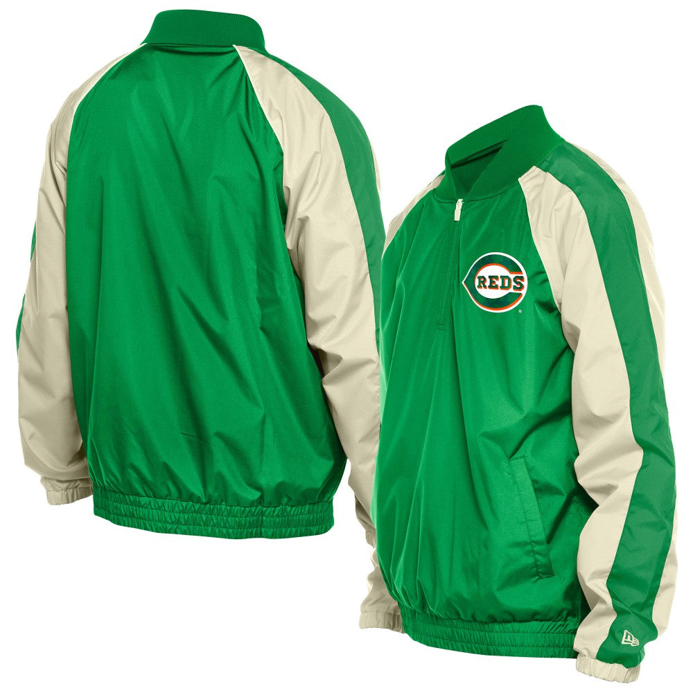 Cincinnati Reds St. Patrick's Day Ripstop Raglan Quarter-Zip Windbreaker - Kelly Green | New Era