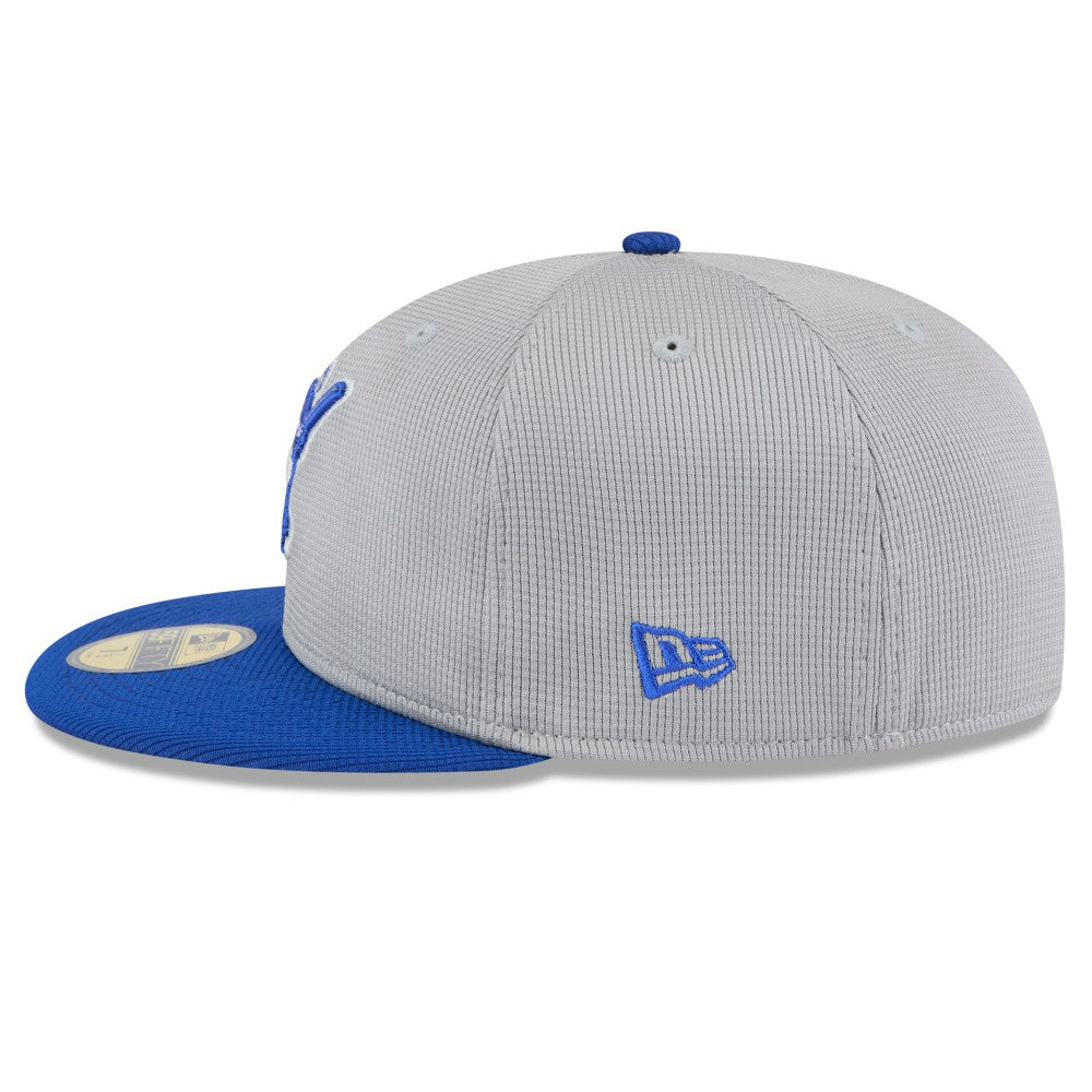 Milwaukee Brewers 2025 Batting Practice 59FIFTY Fitted Hat - Gray/Royal | New Era