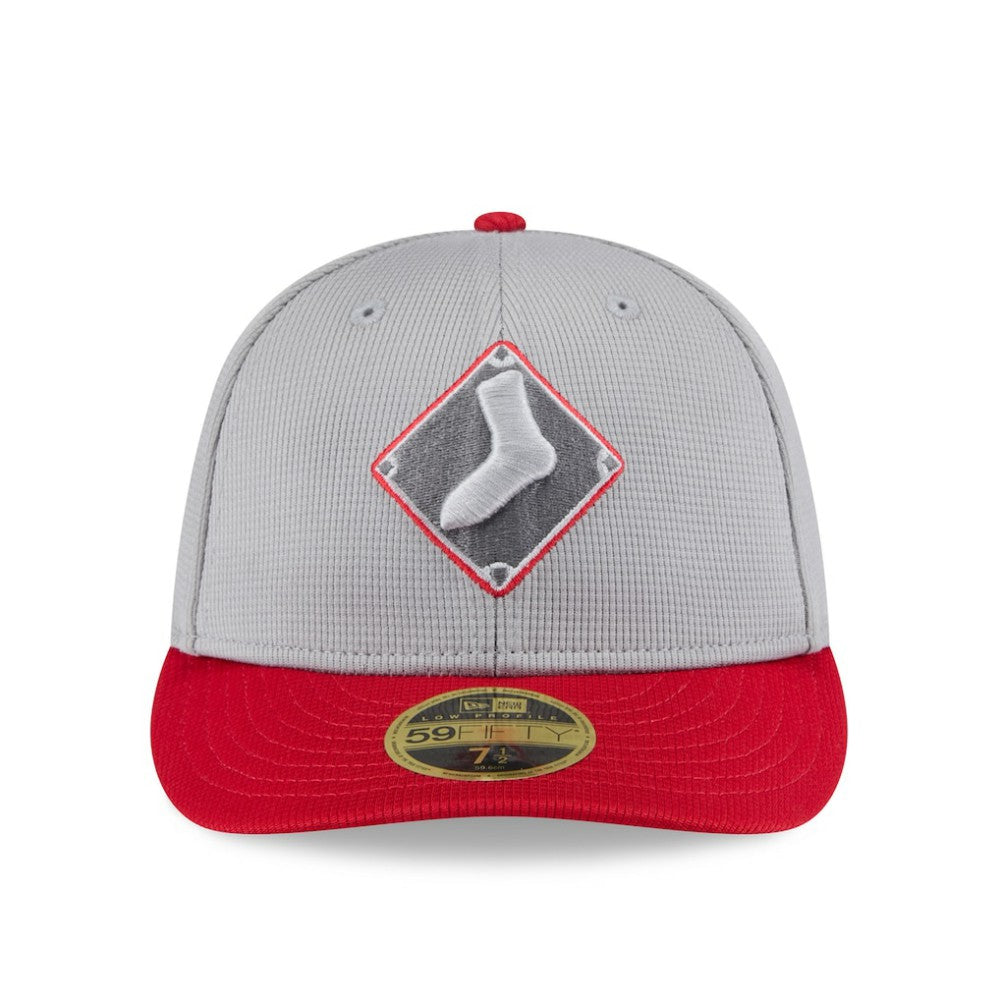 Chicago White Sox 2025 Batting Practice Low Profile 59FIFTY Fitted Hat - Gray/Red | New Era