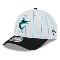Miami Marlins 2025 Batting Practice 9FORTY M-Crown Adjustable Hat - White/Black | New Era