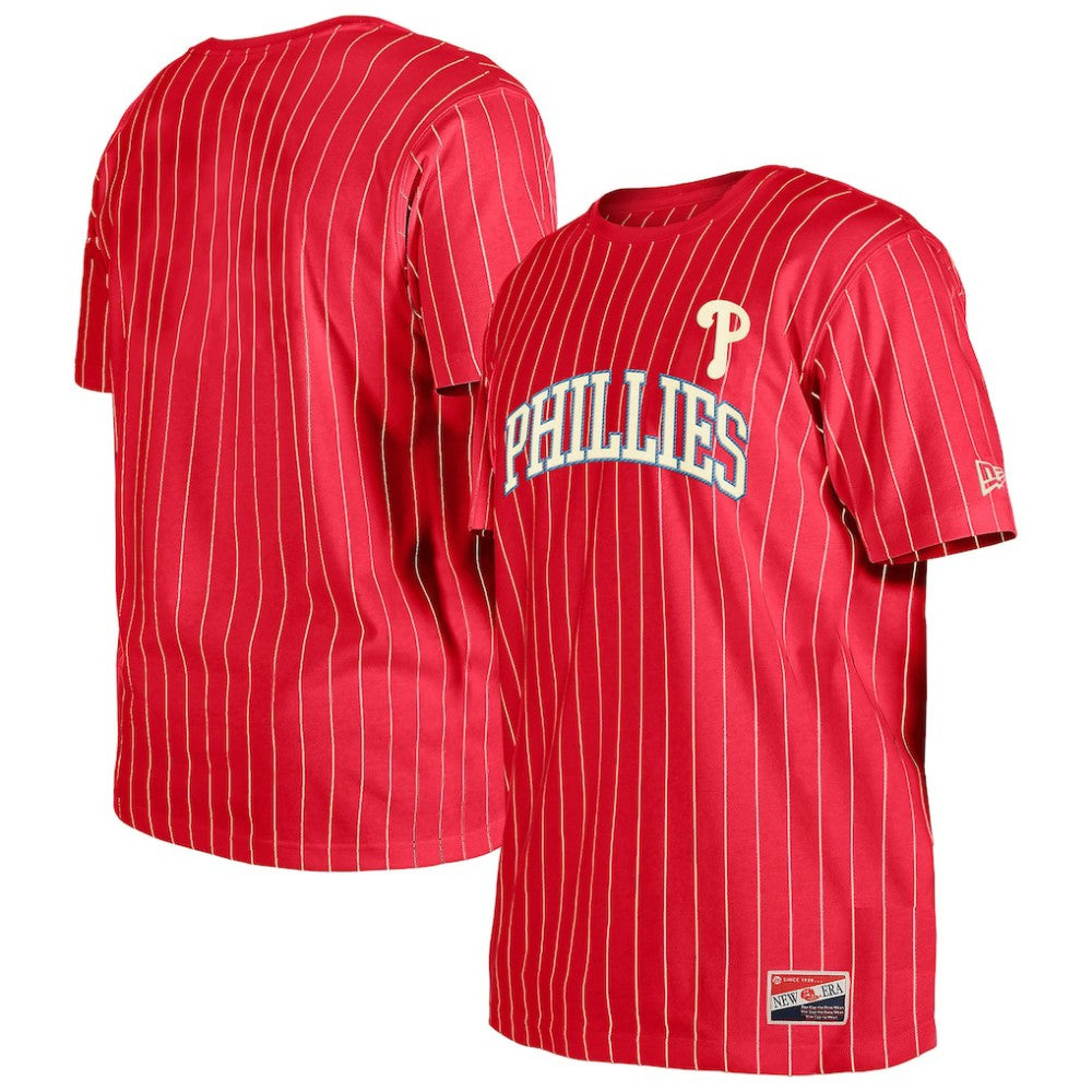 Philadelphia Phillies Throwback Pinstripe T-Shirt - Red | New Era