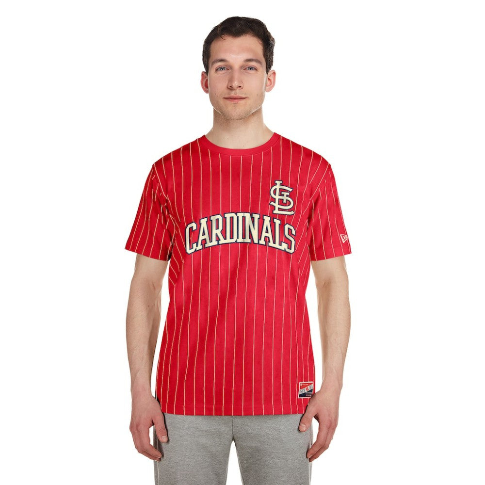 St. Louis Cardinals Throwback Pinstripe T-Shirt - Red | New Era