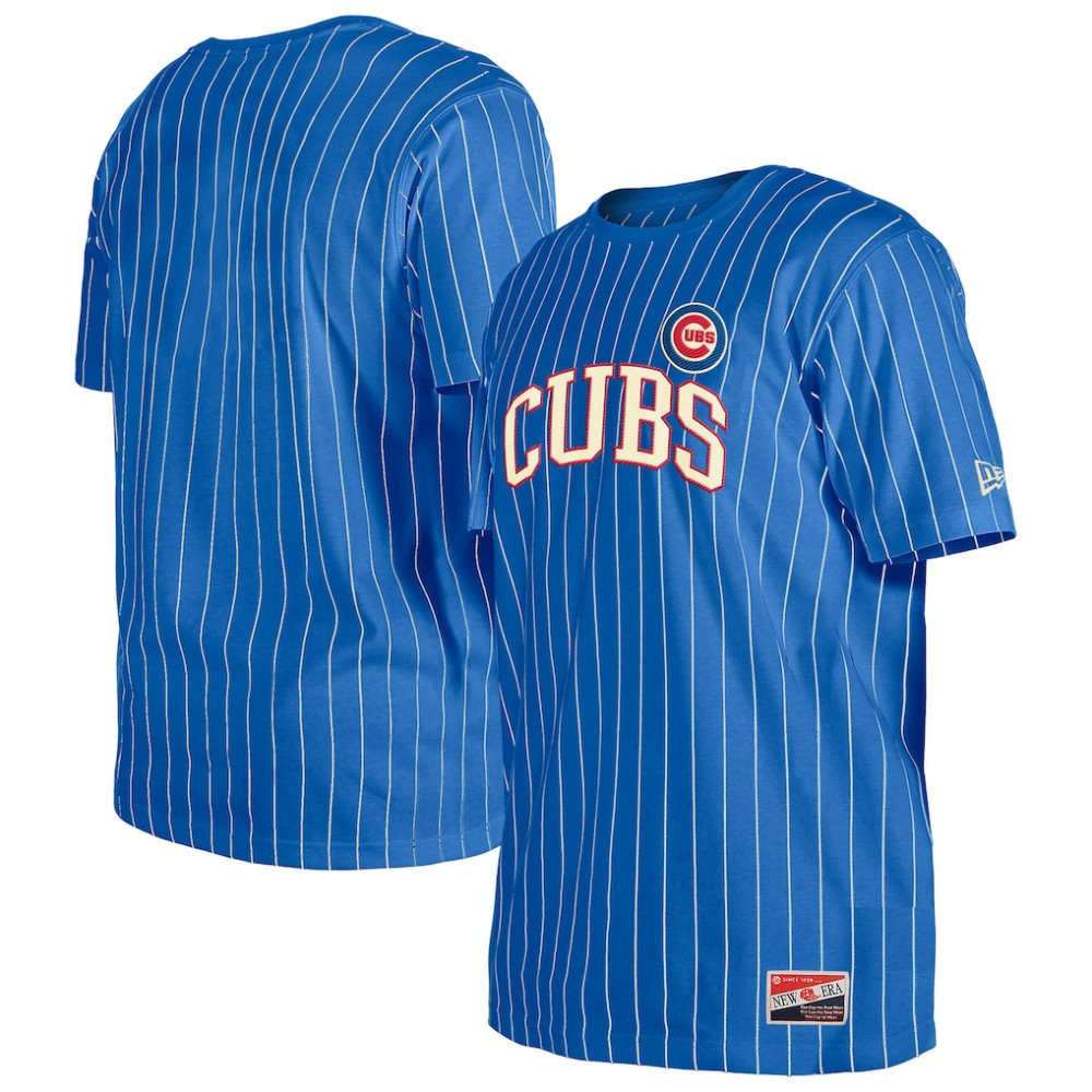 Chicago Cubs Throwback Pinstripe T-Shirt - Royal | New Era