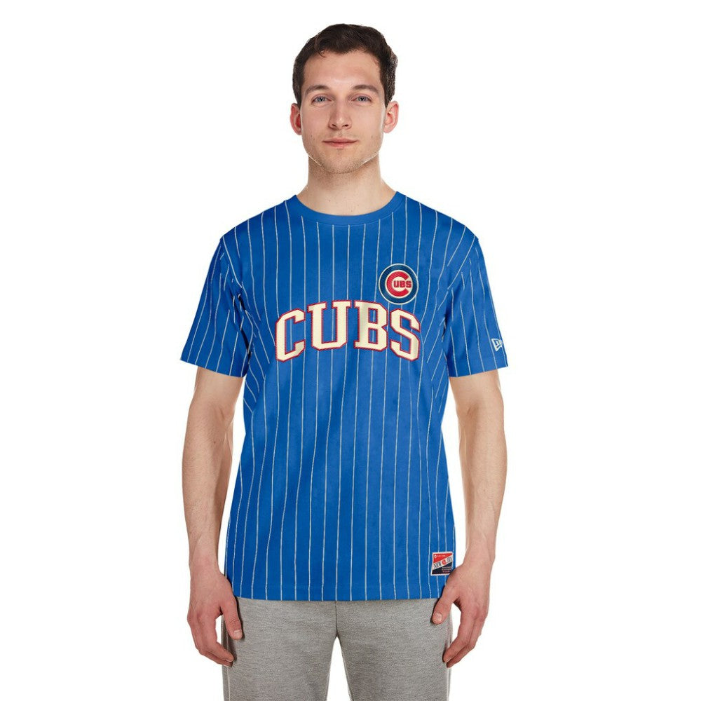 Chicago Cubs Throwback Pinstripe T-Shirt - Royal | New Era