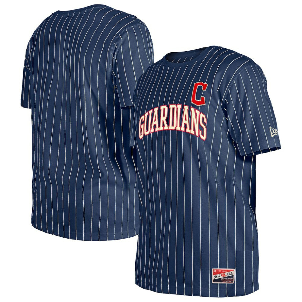 Cleveland Guardians Throwback Pinstripe T-Shirt - Navy | New Era
