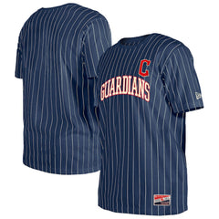 Cleveland Guardians Throwback Pinstripe T-Shirt - Navy | New Era