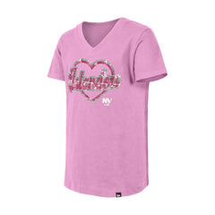 New York Islanders New Era Girl's Youth Flip Sequin V-Neck T-Shirt