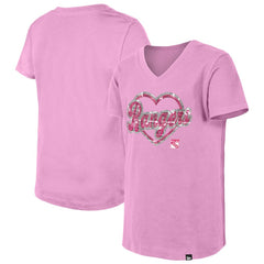 New York Rangers New Era Girl's Youth Flip Sequin V-Neck T-Shirt