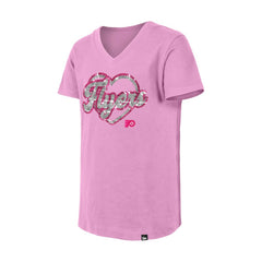 Philadelphia Flyers New Era Girl's Youth Flip Sequin V-Neck T-Shirt