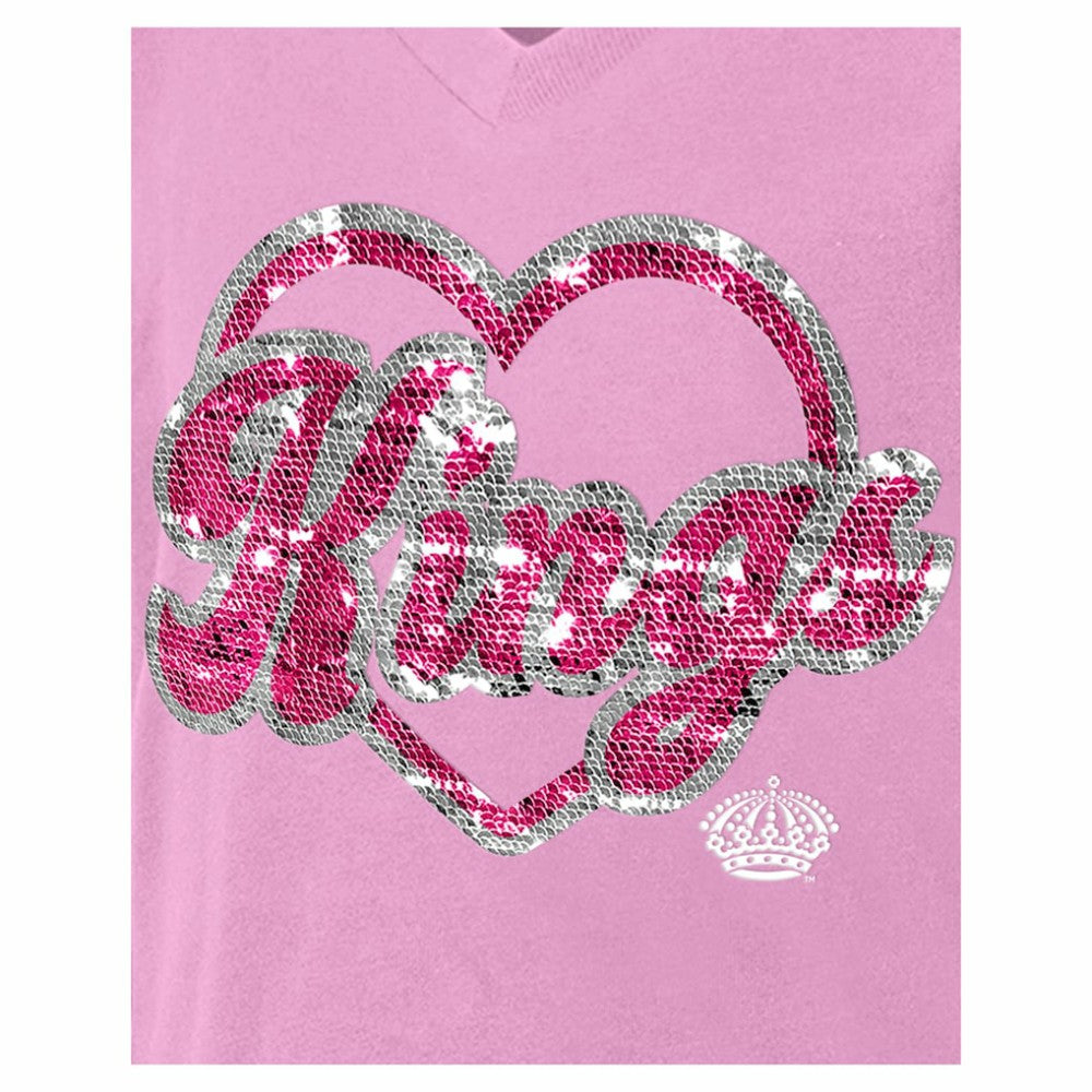 Los Angeles Kings New Era Girl's Youth Flip Sequin V-Neck T-Shirt