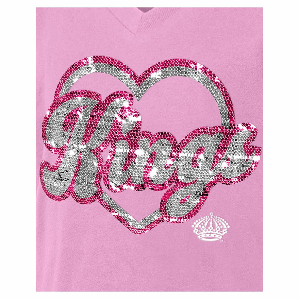Los Angeles Kings New Era Girl's Youth Flip Sequin V-Neck T-Shirt