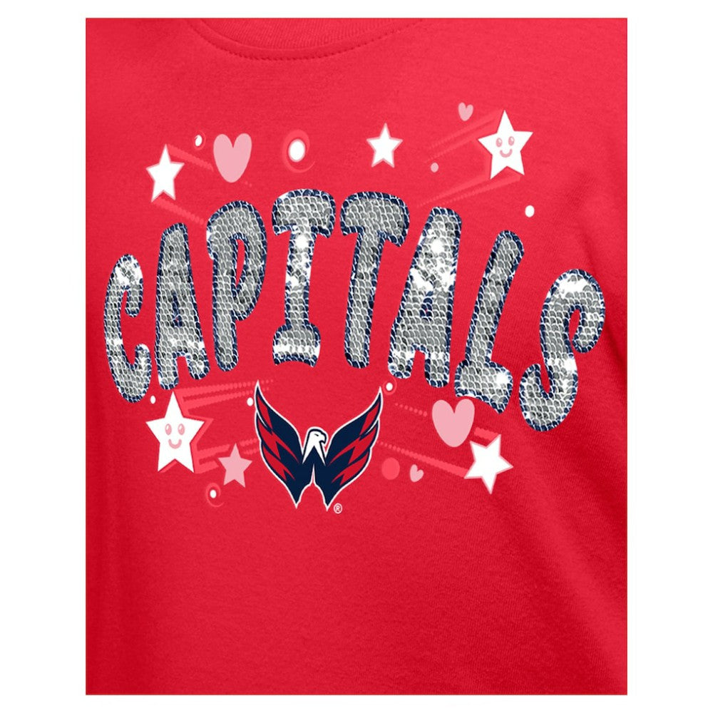Washington Capitals New Era Girl's Youth Flip Sequin T-Shirt
