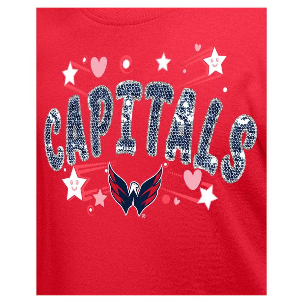 Washington Capitals New Era Girl's Youth Flip Sequin T-Shirt