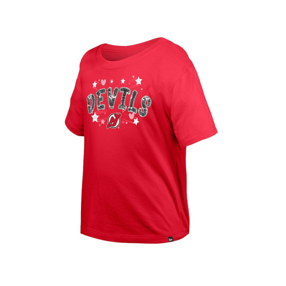 New Jersey Devils New Era Girl's Youth Flip Sequin T-Shirt