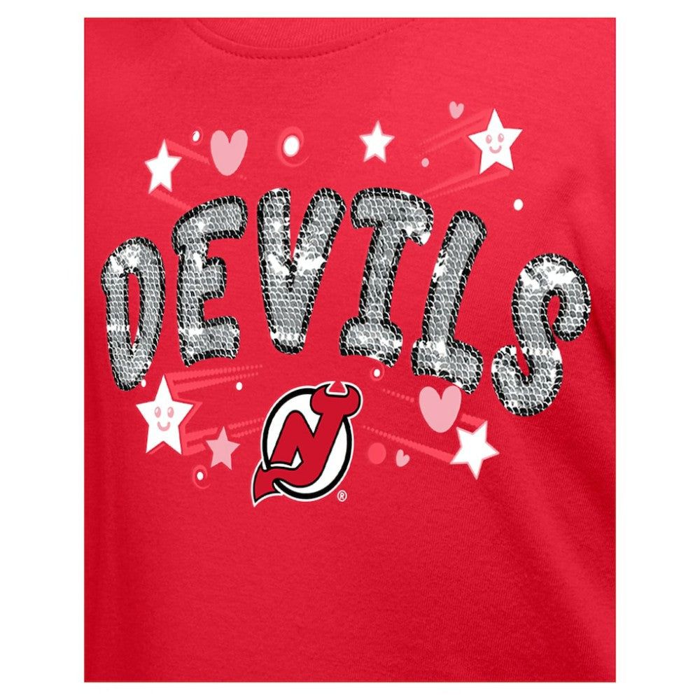 New Jersey Devils New Era Girl's Youth Flip Sequin T-Shirt