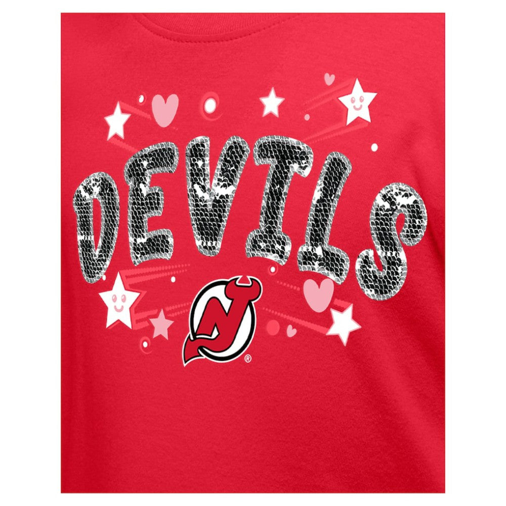 New Jersey Devils New Era Girl's Youth Flip Sequin T-Shirt