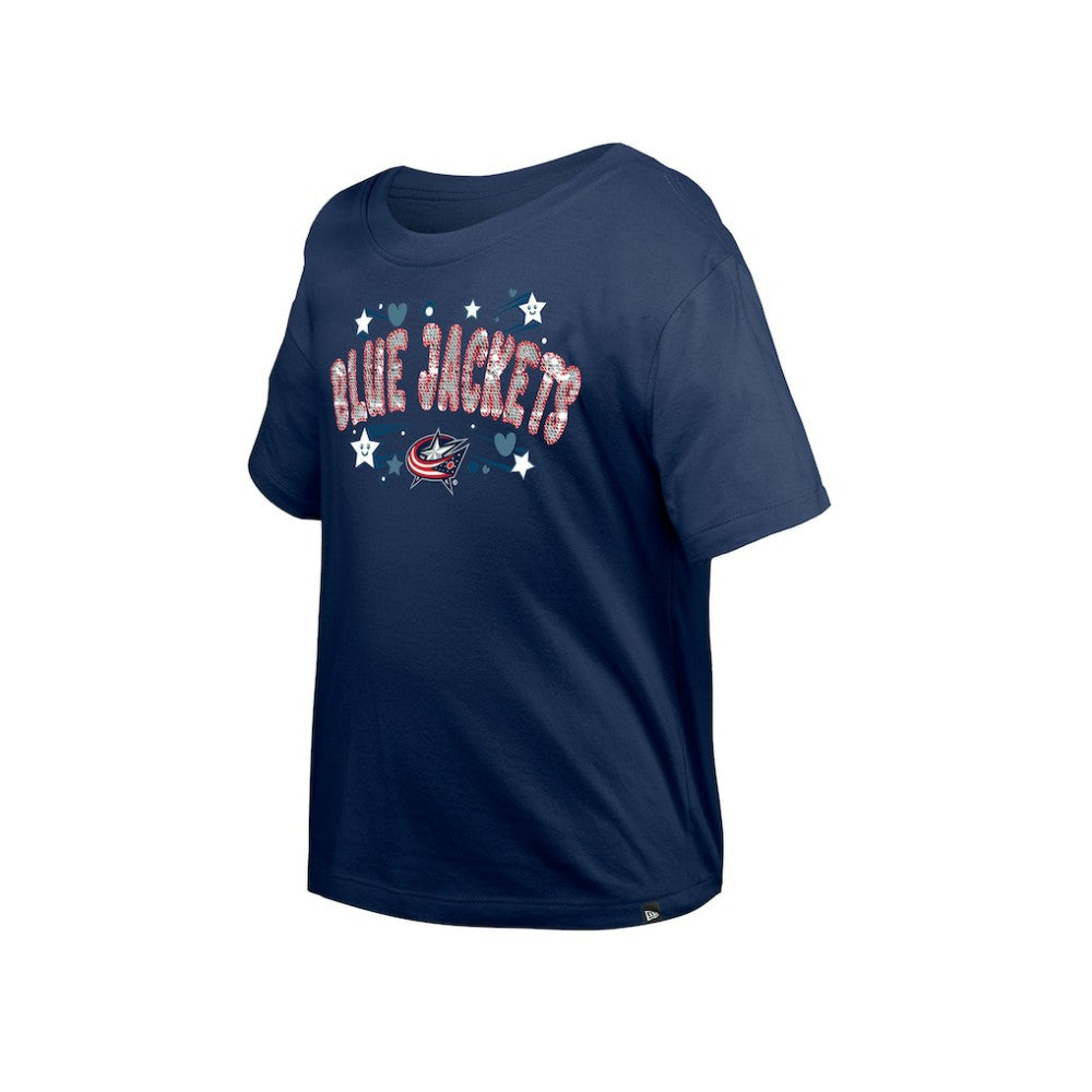 Columbus Blue Jackets New Era Girl's Youth Flip Sequin T-Shirt