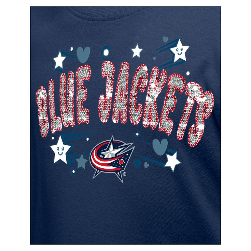 Columbus Blue Jackets New Era Girl's Youth Flip Sequin T-Shirt