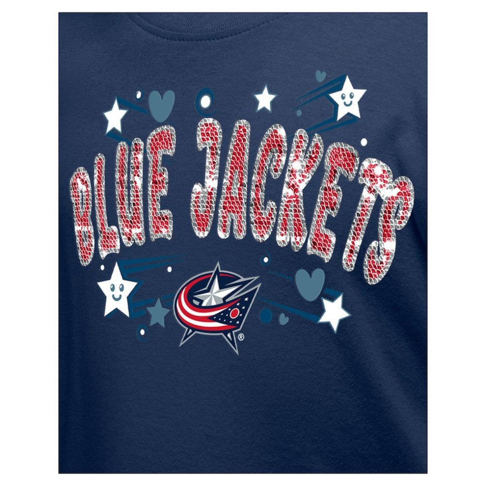 Columbus Blue Jackets New Era Girl's Youth Flip Sequin T-Shirt