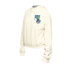New York Rangers New Era Women's Glam Game Quarter-Zip Cropped Floral Hoodie Pullover