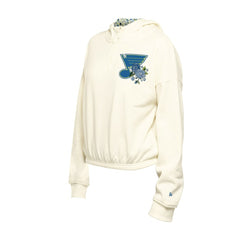 St. Louis Blues New Era Women's Glam Game Quarter-Zip Cropped Floral Hoodie Pullover