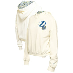 Tampa Bay Lightning New Era Women's Glam Game Quarter-Zip Cropped Floral Hoodie Pullover