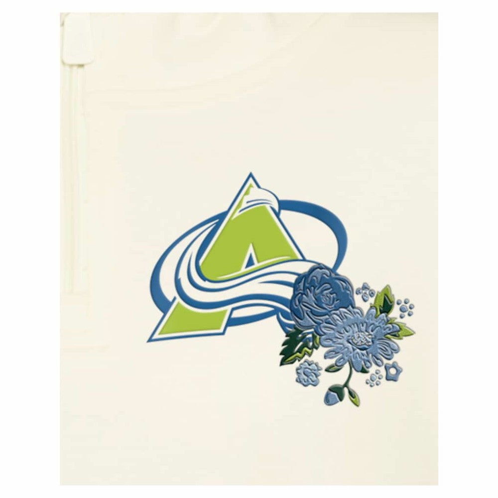 Colorado Avalanche New Era Women's Glam Game Quarter-Zip Cropped Floral Hoodie Pullover